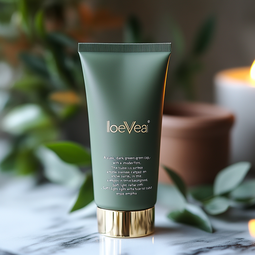 Loevera Conditioner in eleganter, dunkelgrüner Tube mit goldenem Deckel – Pflegt das Haar mit natürlichen Inhaltsstoffen wie Aloe Vera und Kokosöl.